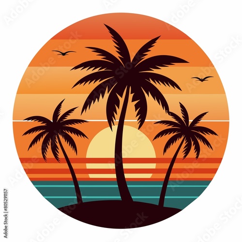 tropical island with palm trees t-shirt design