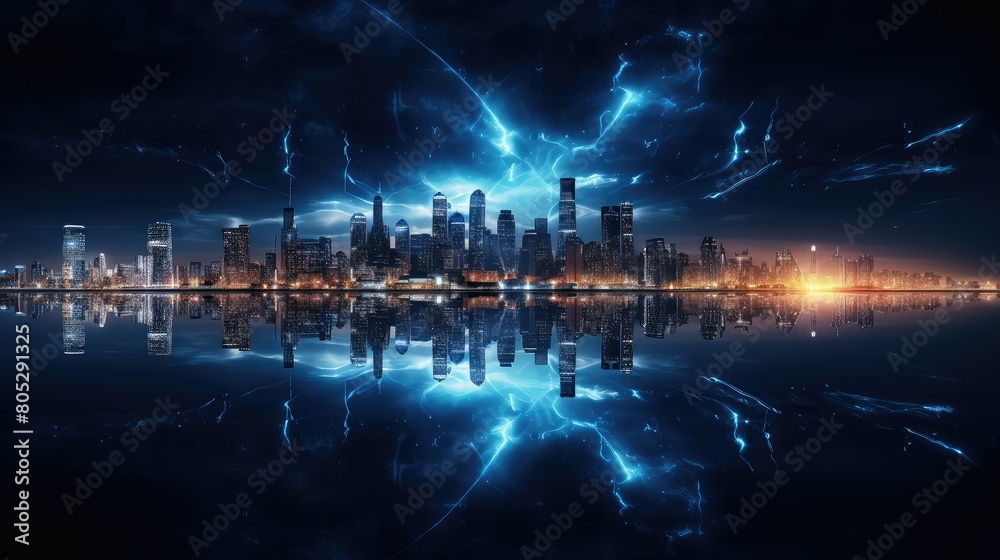 Fototapeta premium skyline blue lights