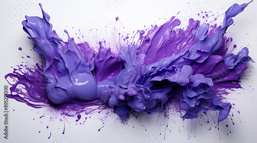 Violet and Purple Color Liquid Paint Knolling Strokes On The White Background