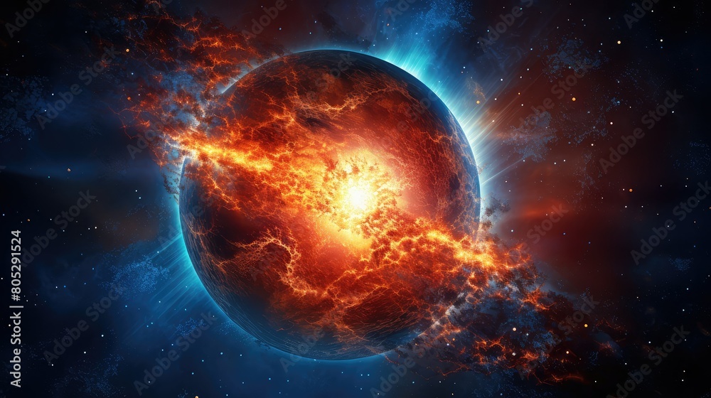 Fototapeta premium space sun and blue earth