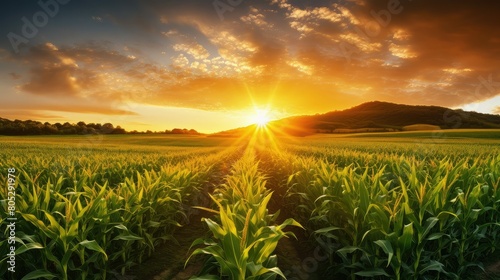 rays sunrise corn background © vectorwin