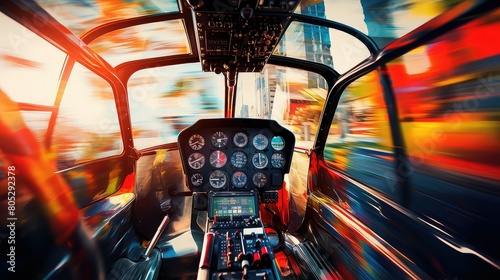 shapes blurred helicopter interior photo