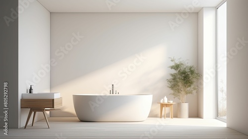 bathtub blurred minimalist interior design