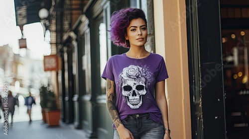 contrast purple t-shirt photo