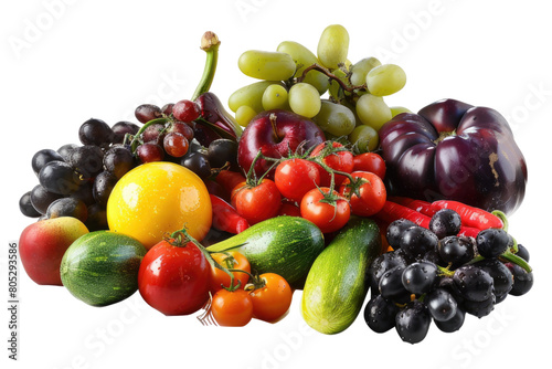 Seasonal fruit and vegetable isolated on transparent background