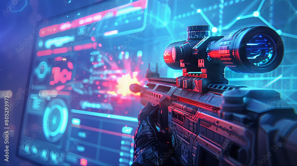 Cinematic gaming shooter design concept, vr, artificial intelligence Cinematic gaming shooter design concept, vr, artificial intelligence