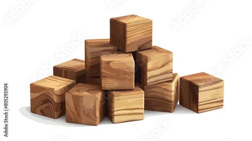 Wooden cubes on white background style vector