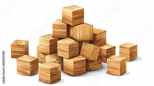 Wooden cubes on white background style vector