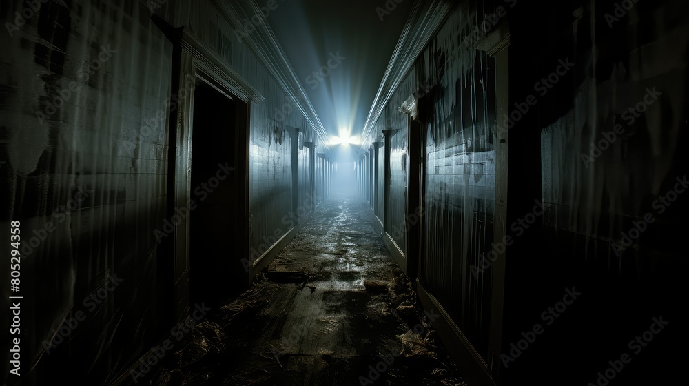 hallway blurred creepy house interior