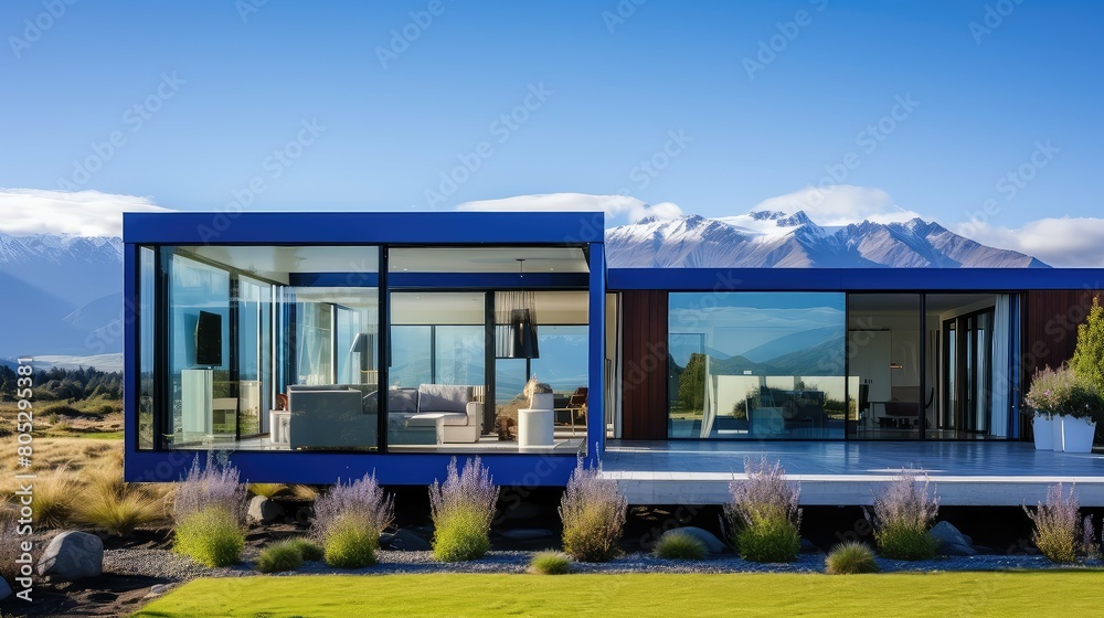 Fototapeta premium sleek blue sky house