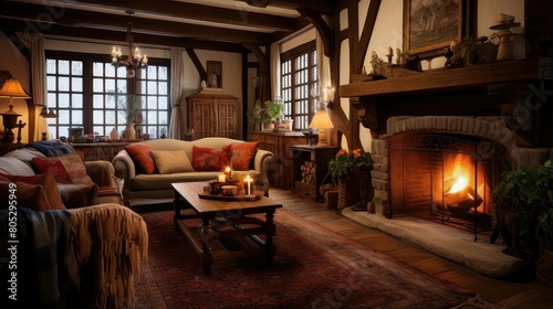 fireplace colonial interior © vectorwin