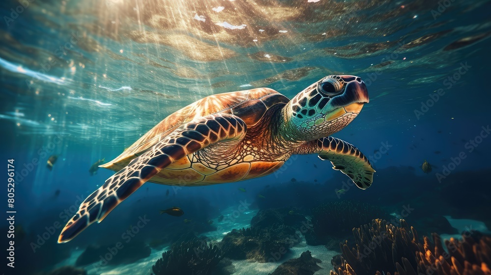 Fototapeta premium marine underwater with light