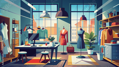 clothing workshop only sewn new fashion clothes

