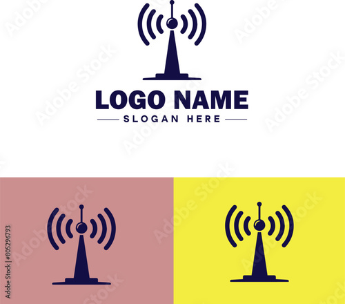 antenna icon Aerial Receiver Transmitter flat logo sign symbol editable vector