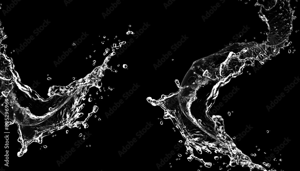 Water Splash on Black Background Water Splash on Black Background