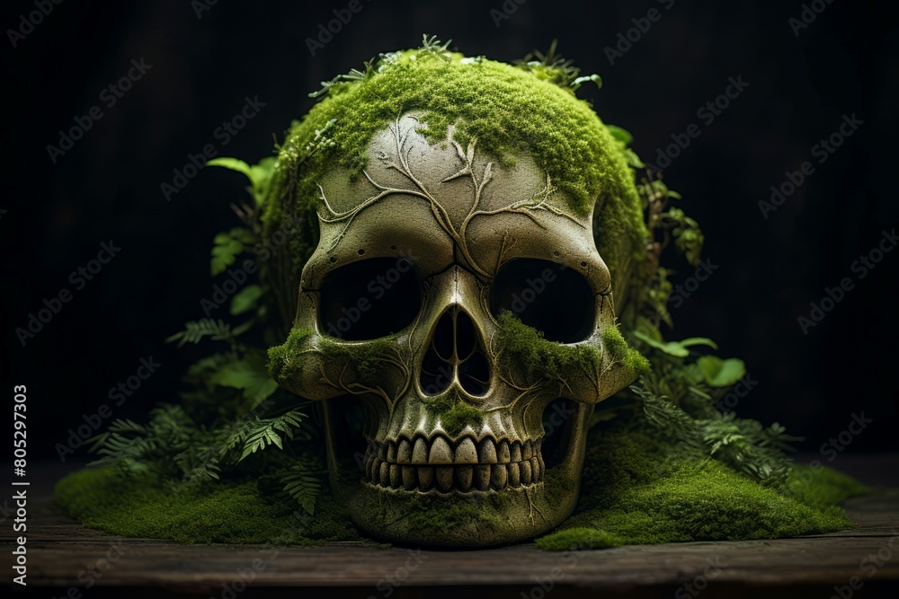 Resilient Skull moss nature. Park natural. Generate Ai Resilient Skull moss nature. Park natural. Generate Ai