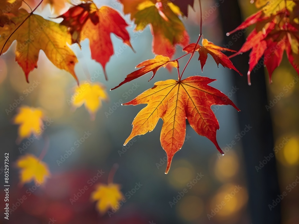 Harvest of Colors, Design a Striking Web Banner for Autumn and Year-End Events, Highlighting the Beauty of Red and Yellow Maple Leaves amidst Soft-Focus Light and Bokeh Background. Harvest of Colors, Design a Striking Web Banner for Autumn and Year-End Events, Highlighting the Beauty of Red and Yellow Maple Leaves amidst Soft-Focus Light and Bokeh Background.