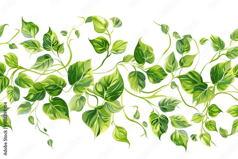 Vine Borders, Curving vines with leaves, Seamless pattern illustration Vine Borders, Curving vines with leaves, Seamless pattern illustration
