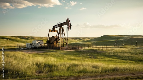 landscape north dakota oil well photo