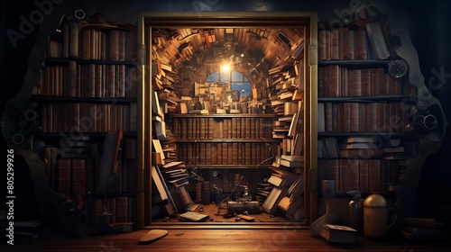 A book with a safe hidden inside, placed on a bookshelf among other books photo