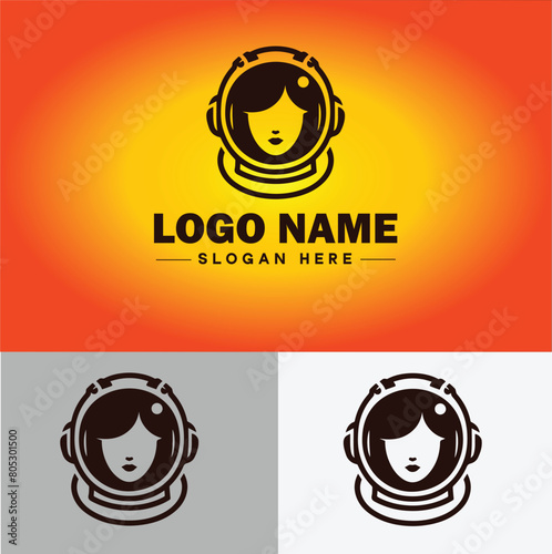 Astronaut helmet icon Space helmet Extravehicular Pressure suit helmet flat logo sign symbol editable vector