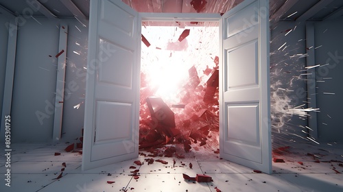 A door rigged to make a loud sound when opened, simulating a crash photo