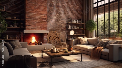 industrial brick interior © vectorwin