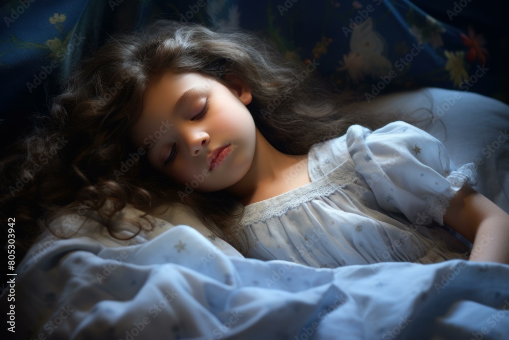 Dreamy Sleep young girl resting. Good beauty positive sleepy health. Generate Ai Dreamy Sleep young girl resting. Good beauty positive sleepy health. Generate Ai
