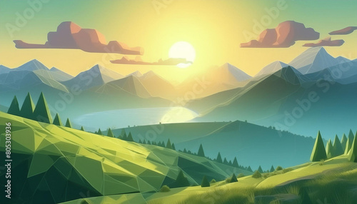 sunset in mountains