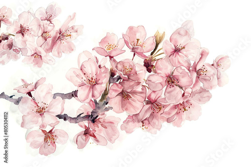 Wallpaper Mural Watercolor cherry blossom clipart in soft pink and white tones, isolated on white background  Torontodigital.ca