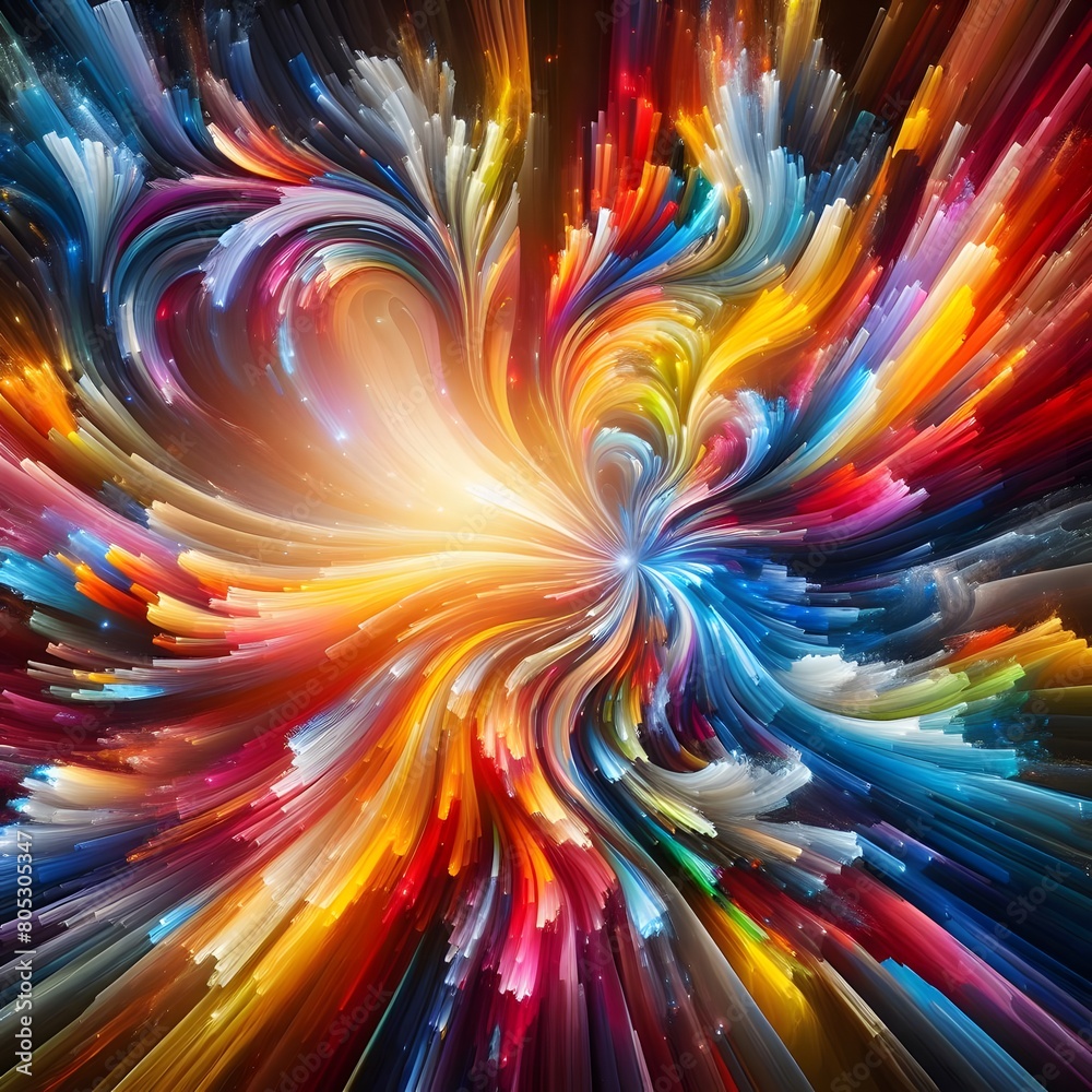 Rainbow Rapture characterized by abstract colorful shapes cascading and intertwining in a radiant display of vibrant hues and energetic patterns Rainbow Rapture characterized by abstract colorful shapes cascading and intertwining in a radiant display of vibrant hues and energetic patterns