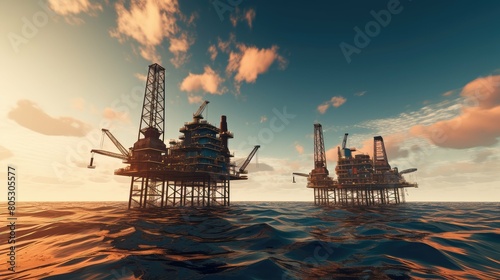 metallic oil rig gulf of mexico photo