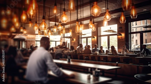 industrial blurred modern restaurant interior
