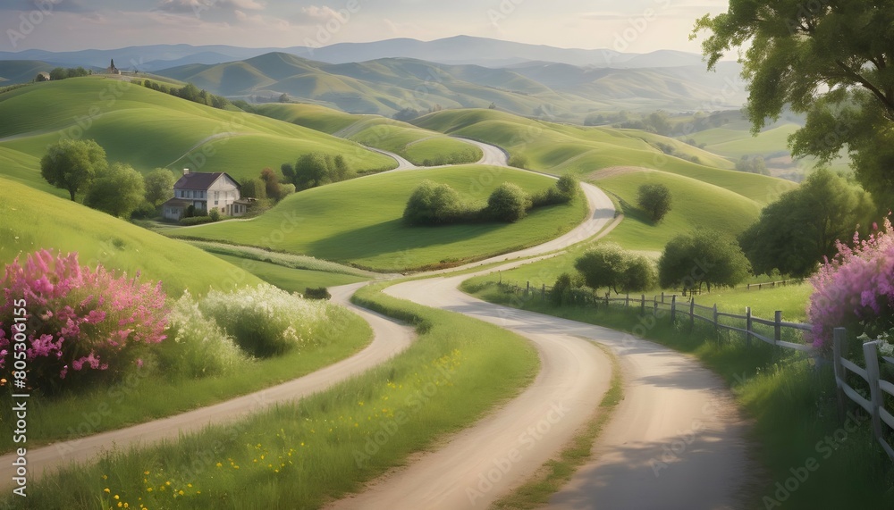 Scenic Peaceful Countryside With Rolling Hills B Upscaled 4