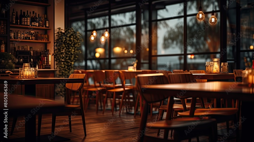warm blurred restaurant interior