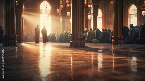 mats blurred mosque interior