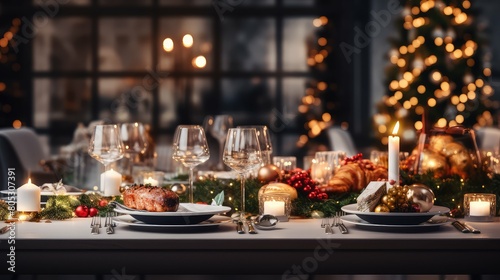 dining blurred christmas mockup interior