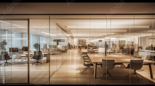 distance blurred office interiors