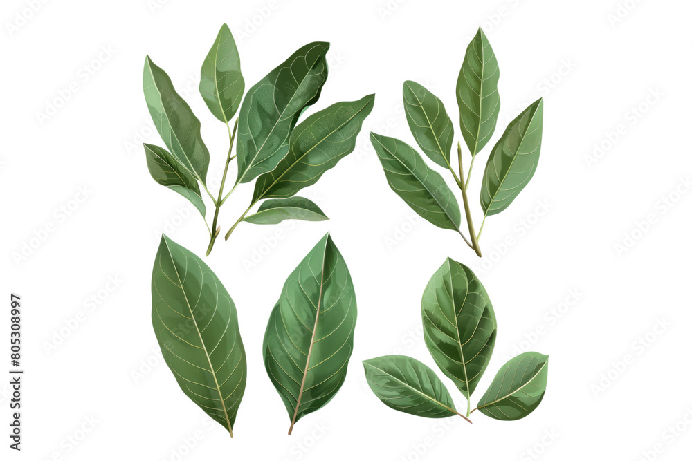 Set of healthy herbs elements fresh bay isolated on transparent background Set of healthy herbs elements fresh bay isolated on transparent background