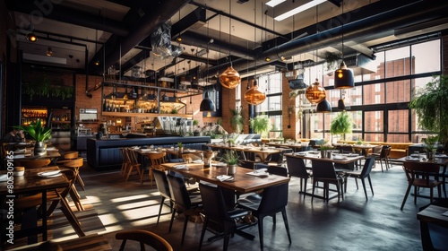 contemporary blurred modern restaurant interior © vectorwin