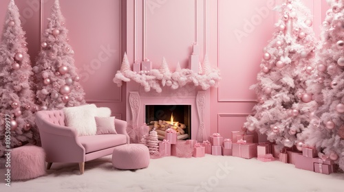scene christmas background pink