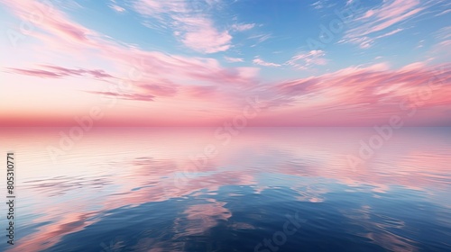 waters blue pink sky