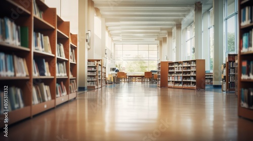 shelves blurred school building interior