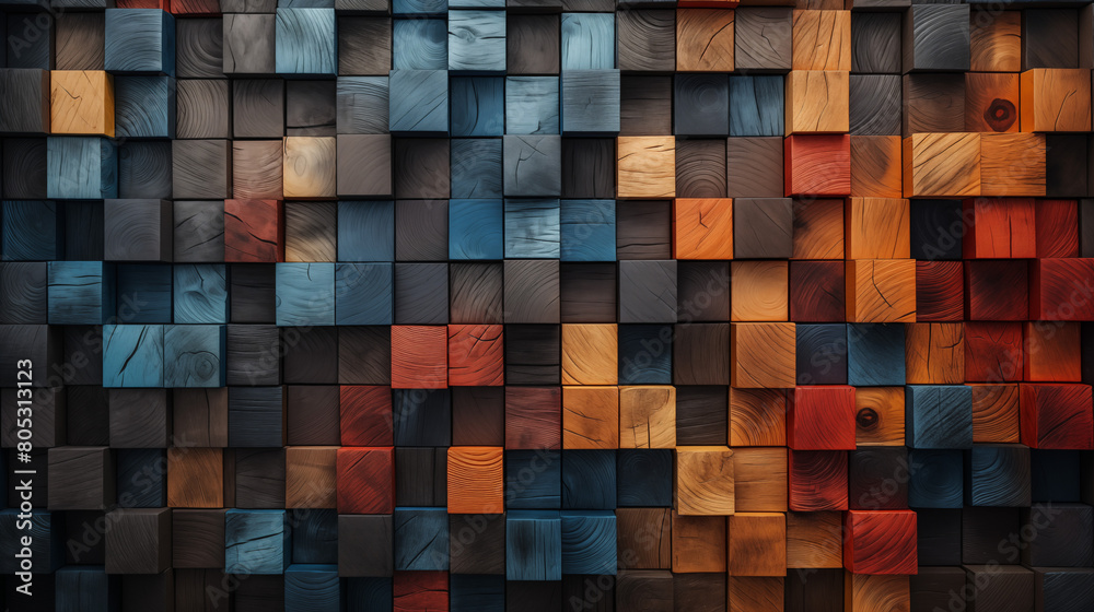 Wooden Block Pattern with Vivid Textures and Colors Wooden Block Pattern with Vivid Textures and Colors