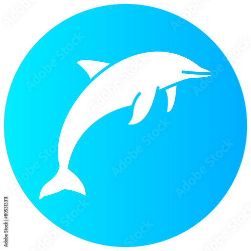 dolphin round glyph vector icon