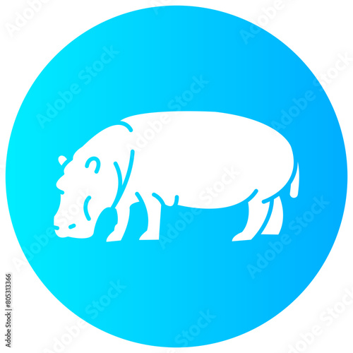 hippopotamus round glyph vector icon