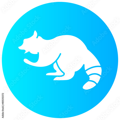 raccoon round glyph vector icon