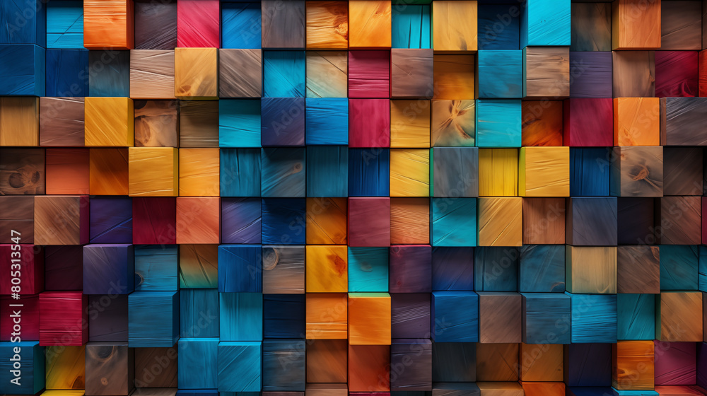 Colorful Wooden Blocks Texture Abstract Background