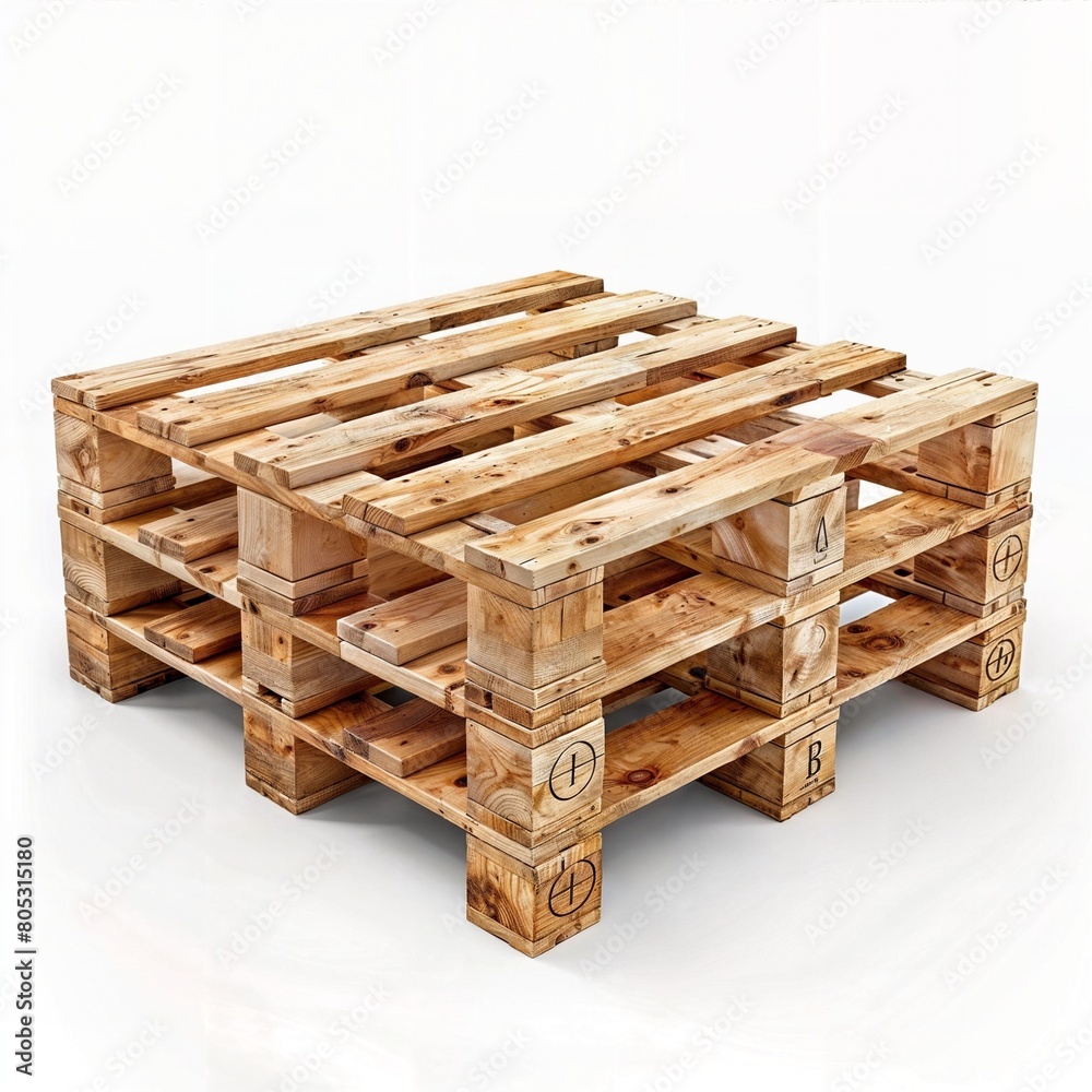 AI generated illustration of stacked wooden pallets AI generated illustration of stacked wooden pallets