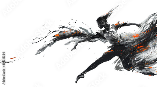 Ballerina made from paint splash isolated on a transparent background, PNG, Ai, High Quality 